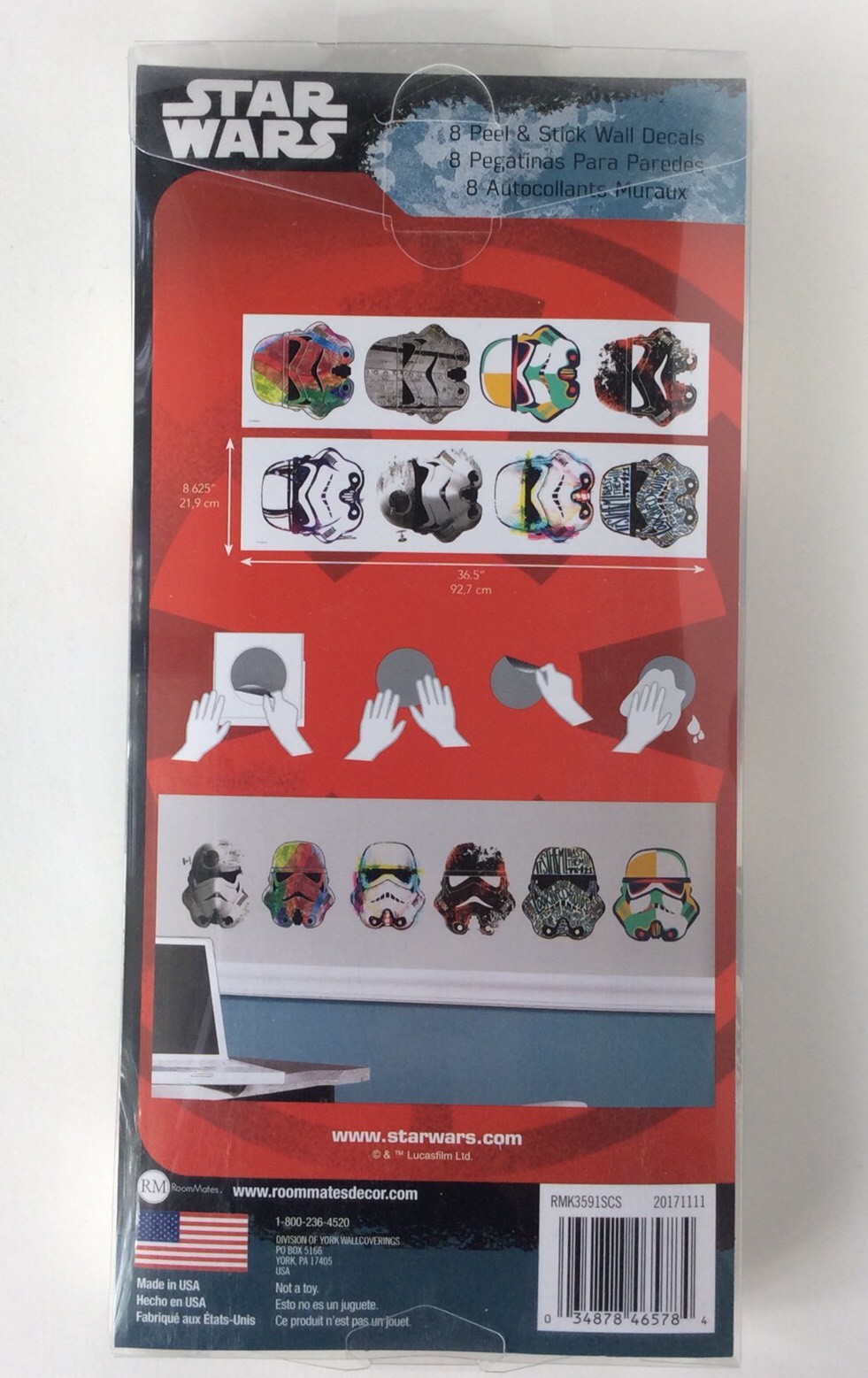 Star Wars 8 Wall Decals Storm Troopers Artistic Heads NEW RoomMates Peel-n-stick