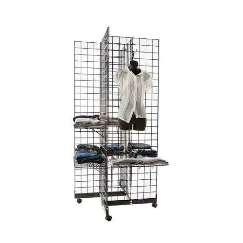 Econoco BLK/4BA Black 4-Way Base for Grid Panels