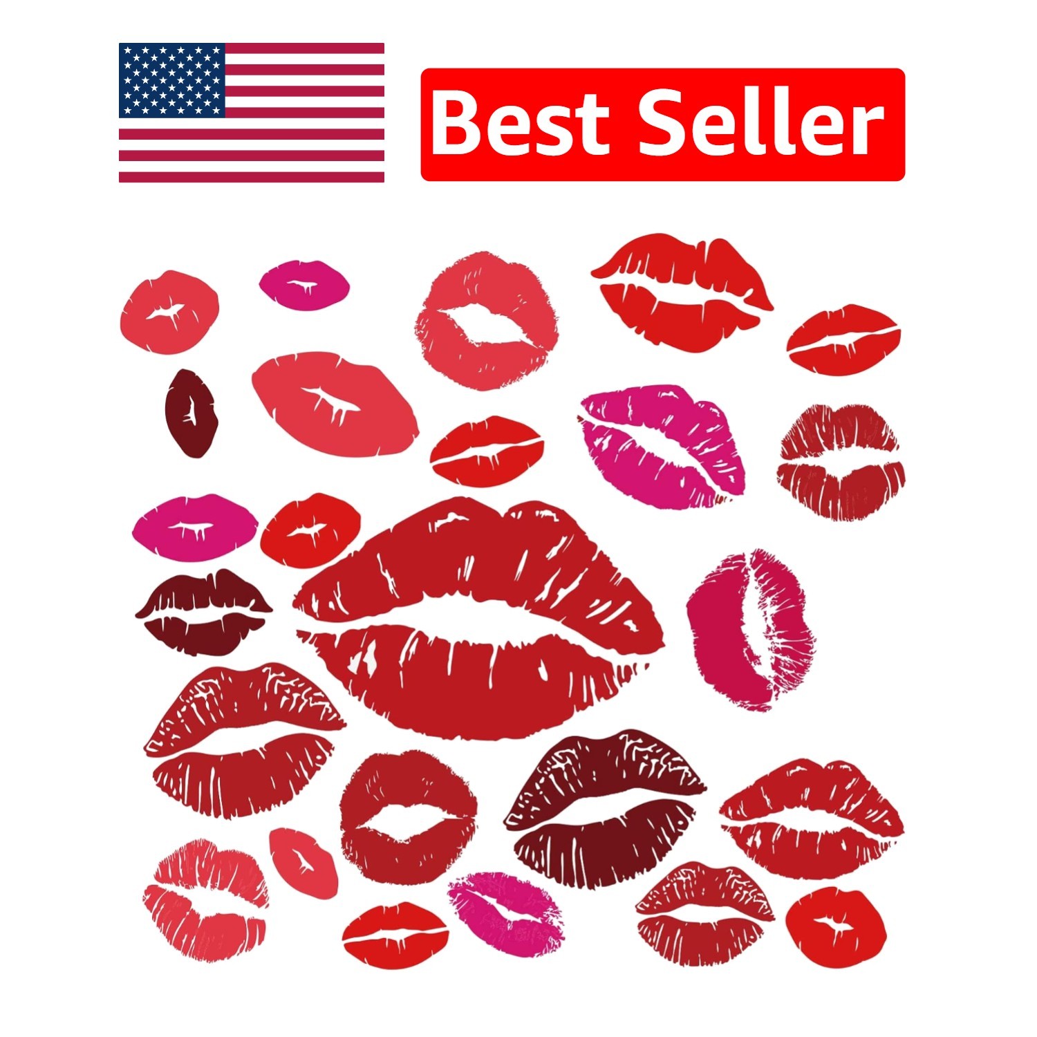 Stylish Red Lips Wall Decor – 25PCS Romantic Stickers for Youthful Spaces