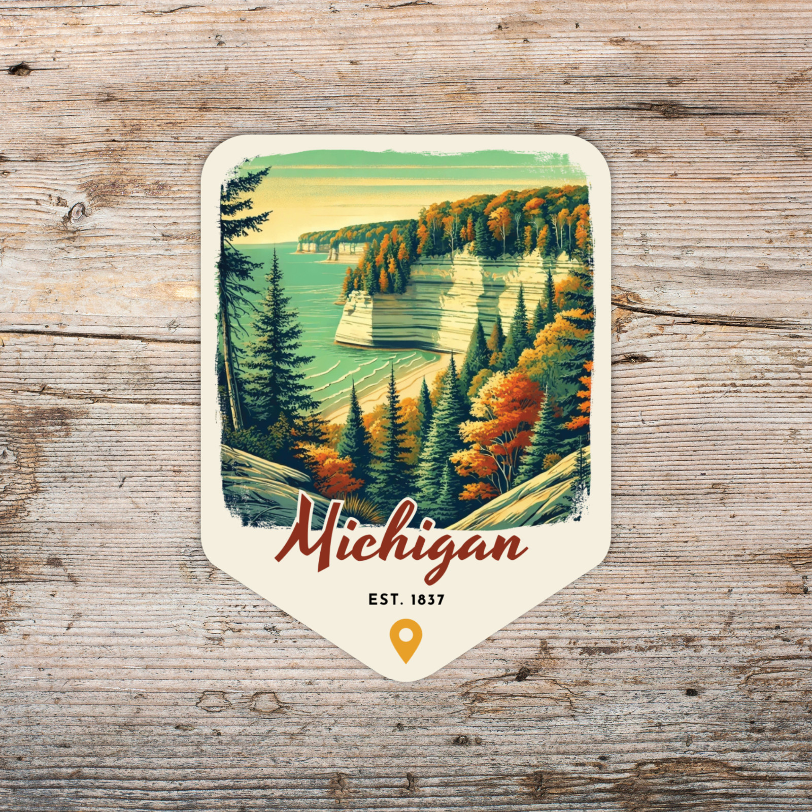Michigan Retro State Sticker Travel Vinyl Decal for Laptop Water Bottle Car