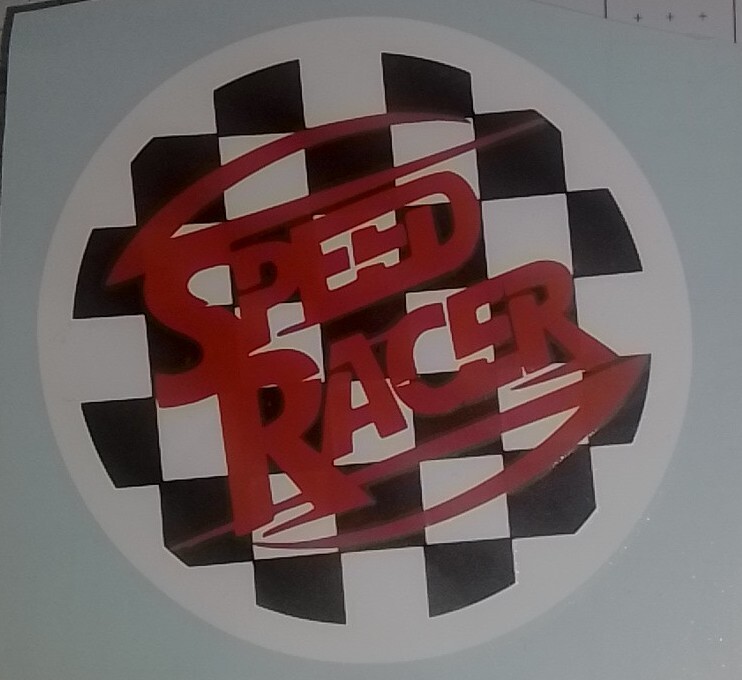 SPEED RACER 80'S CARTOON MACH 5 BLACK CHECKERED LOGO VINYL STICKERS 5×5!