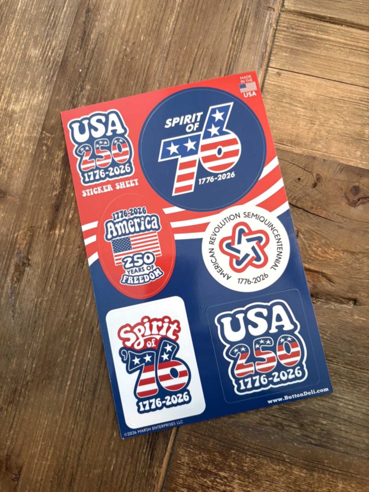 25 Die Cut Sticker Sheets – GROOVY America Semiquincentennial 250 USA Spirit 76