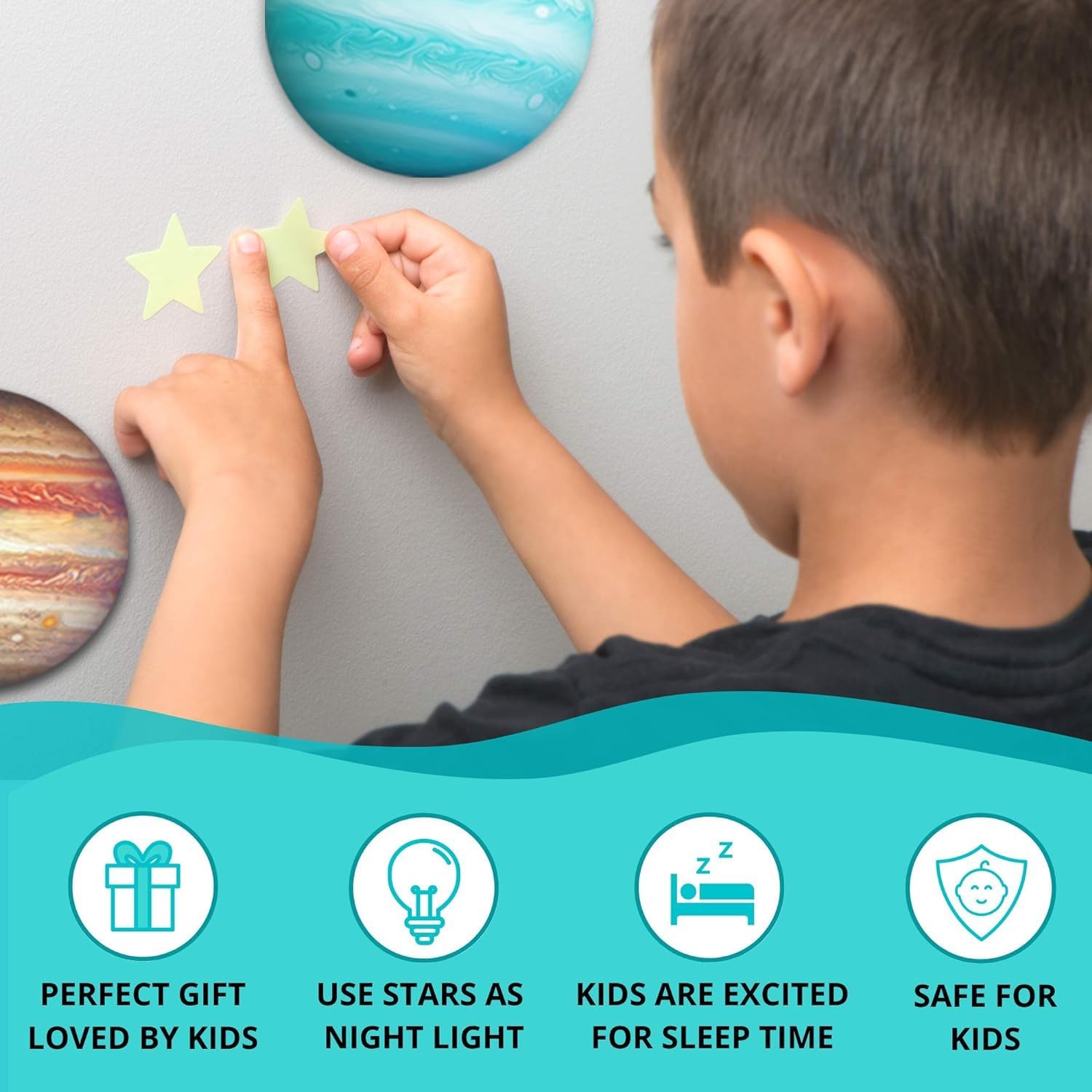 Glow in the Dark Stars and Planets – 534 pcs with Constellation E-Book | Solar