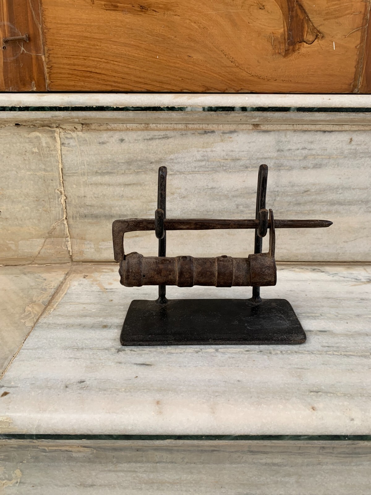 Global Views A Chores Antique Lock & Without Key on Stand home Decor
