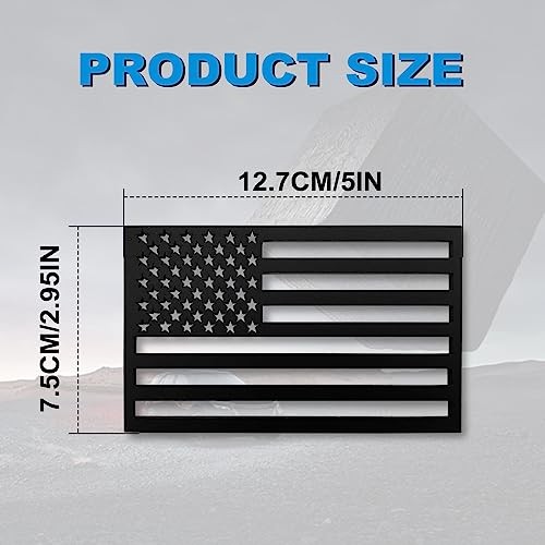 2 Pack Embossed 3D All Black American Flag Emblem Decal Stickers, Hollow Out