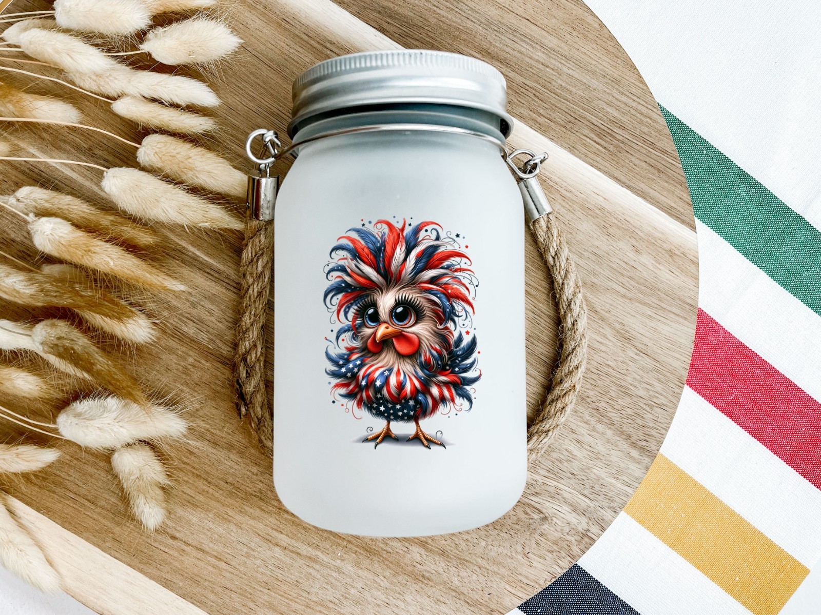 Red, White and Blue Chicken UV DTF Transparent Sticker / Decal