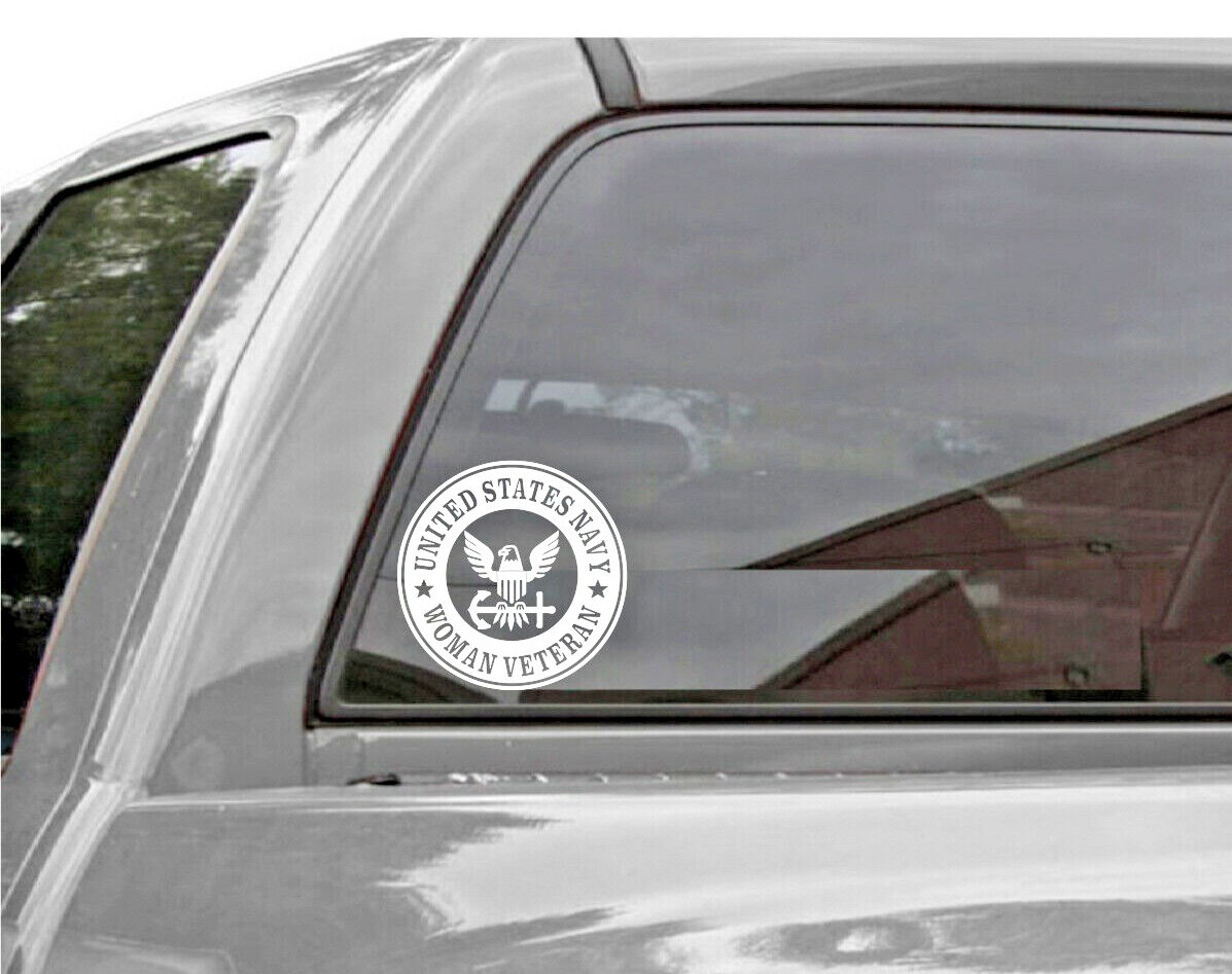 UNITED STATES NAVY WOMAN VETERAN ROUNDEL Vinyl Window Decal Sticker