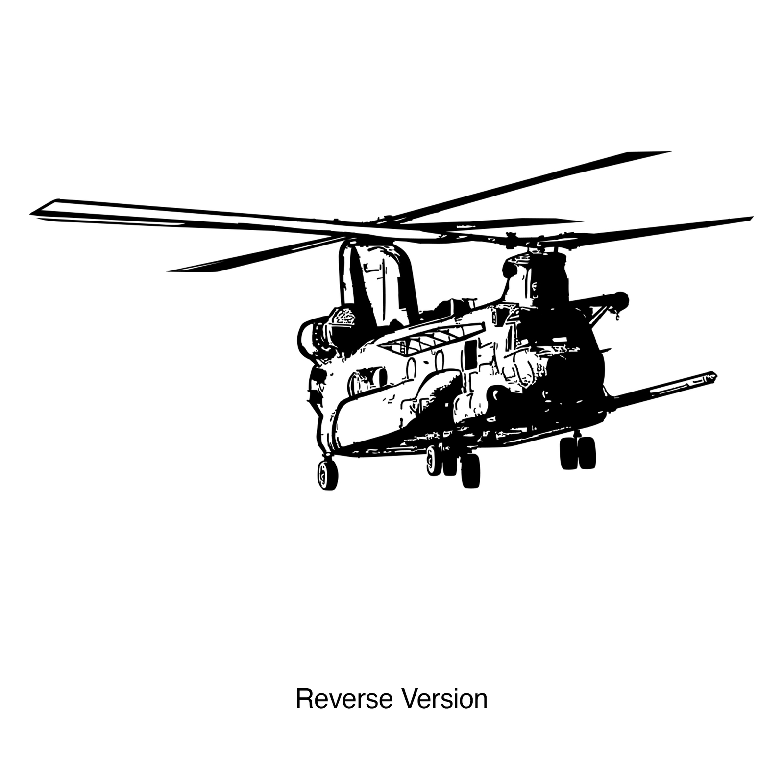 Military Chinook Helicopter MH-47G Vinyl Wall Decal Sticker. Black Vinyl Color.