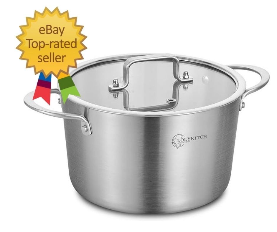 Tri-Ply 3 Quarts Stainless Steel Induction Cooking Pot,Small Stock Pot,Sauce Pot