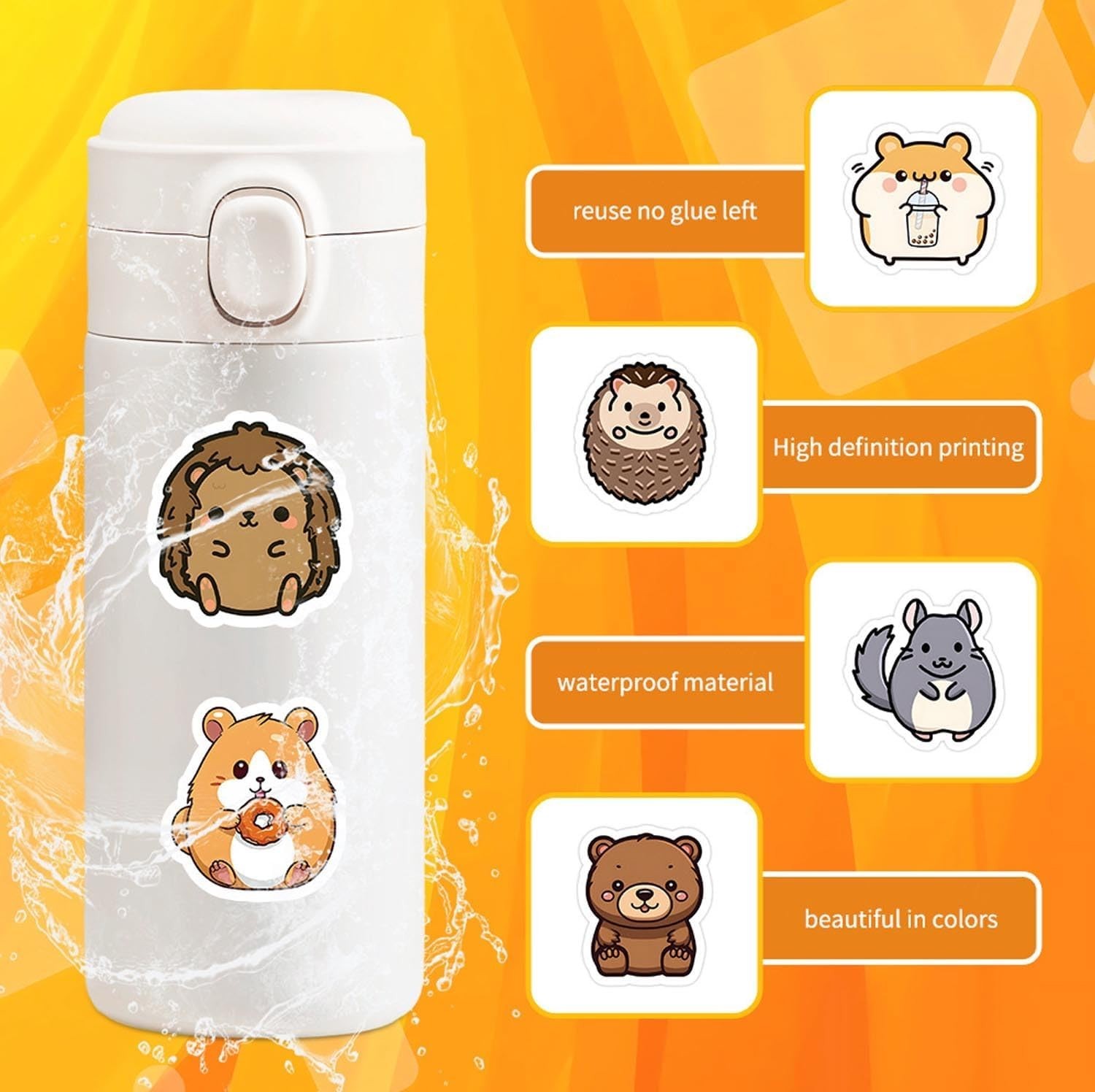 100 PCS Water Bottle Stickers for Kids, Cute Vinyl Aesthetic Waterproof Stick…