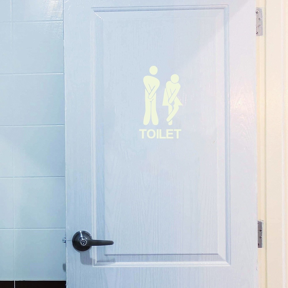 Reusable Glow in the Dark PET Decal 20 x 13 cm Bathroom Toilet Door Sticker