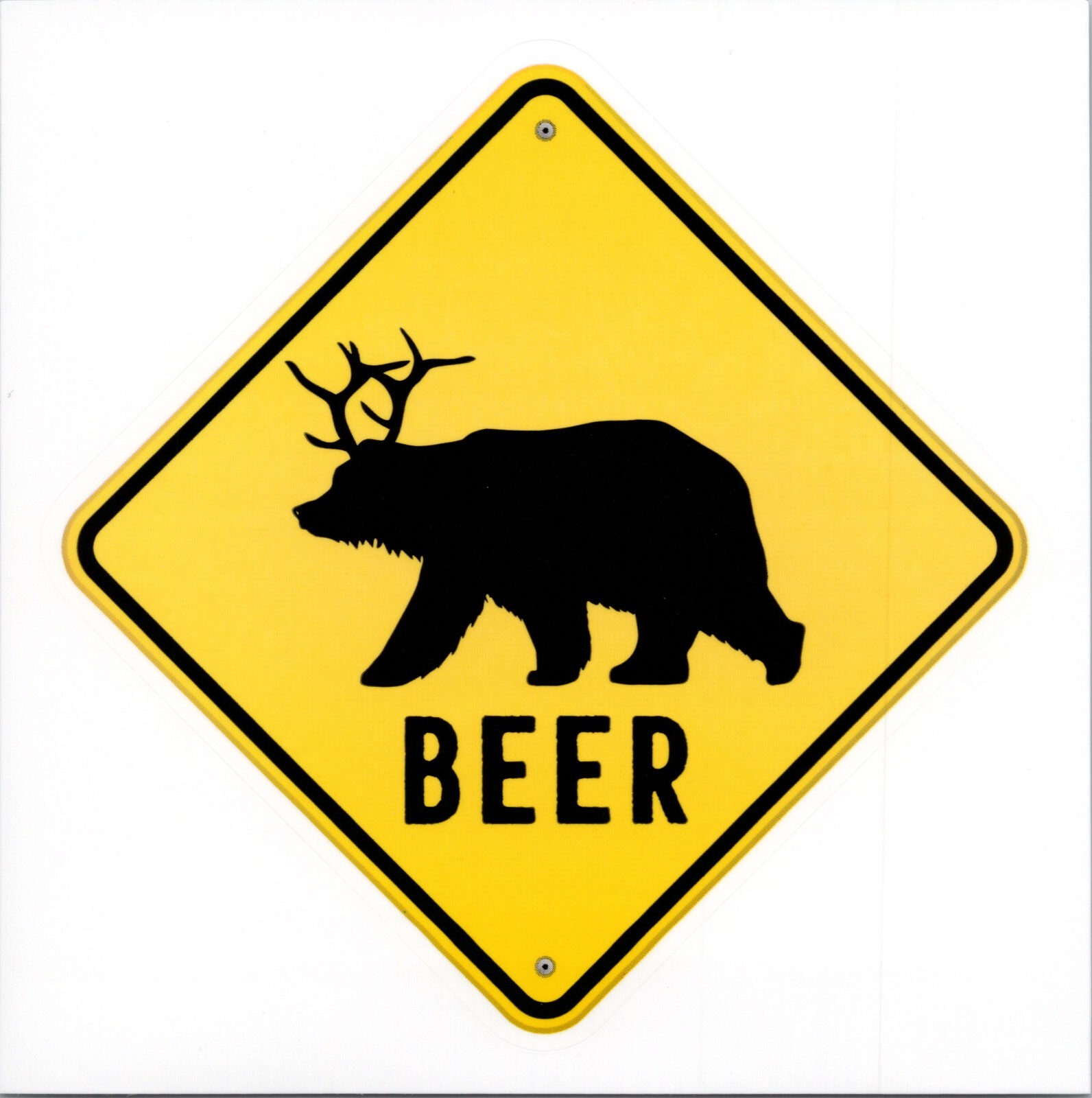BEER CROSSING ~ BEAR ~ BEARALOPE – Small 2 Inch Vinyl Sticker