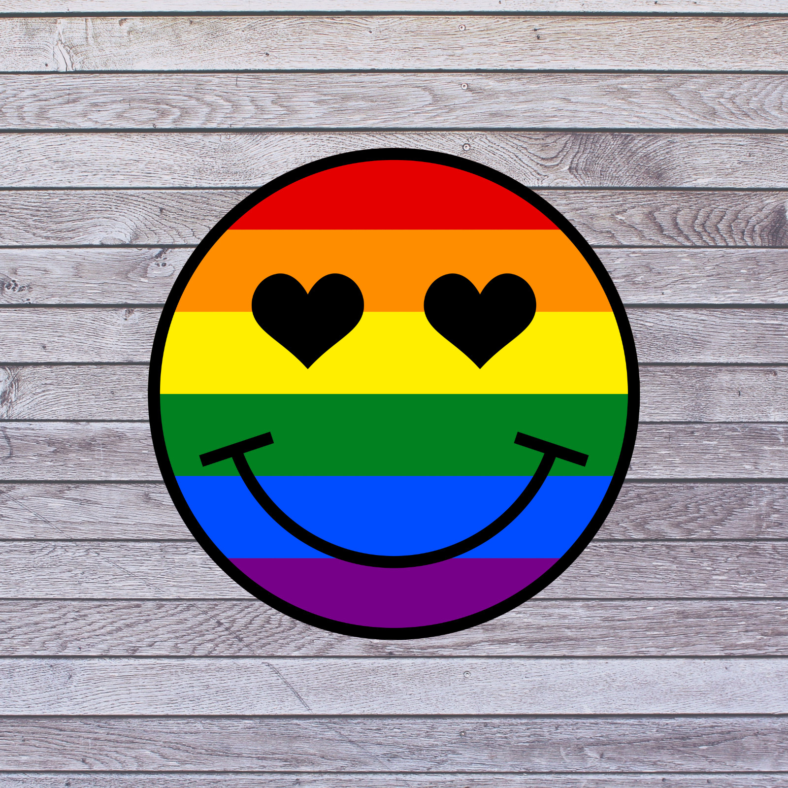 Pride sticker vinyl decal rainbow smiley face heart eyes lgbtq