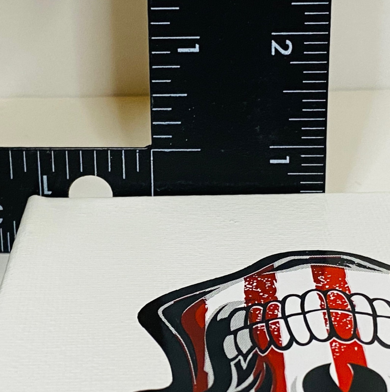 American Flag Skull Sticker on 5" x 7" x 1/2" Painted Canvas with Hangar on back