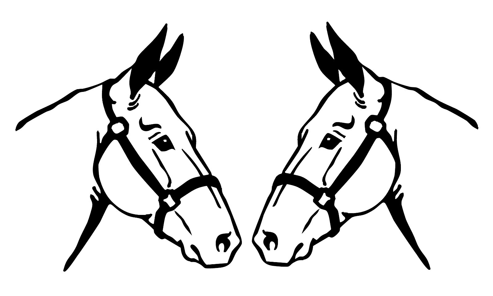Mule Decals Mirrored Image Set Donkey equestrian horse trailer vinyl car decal