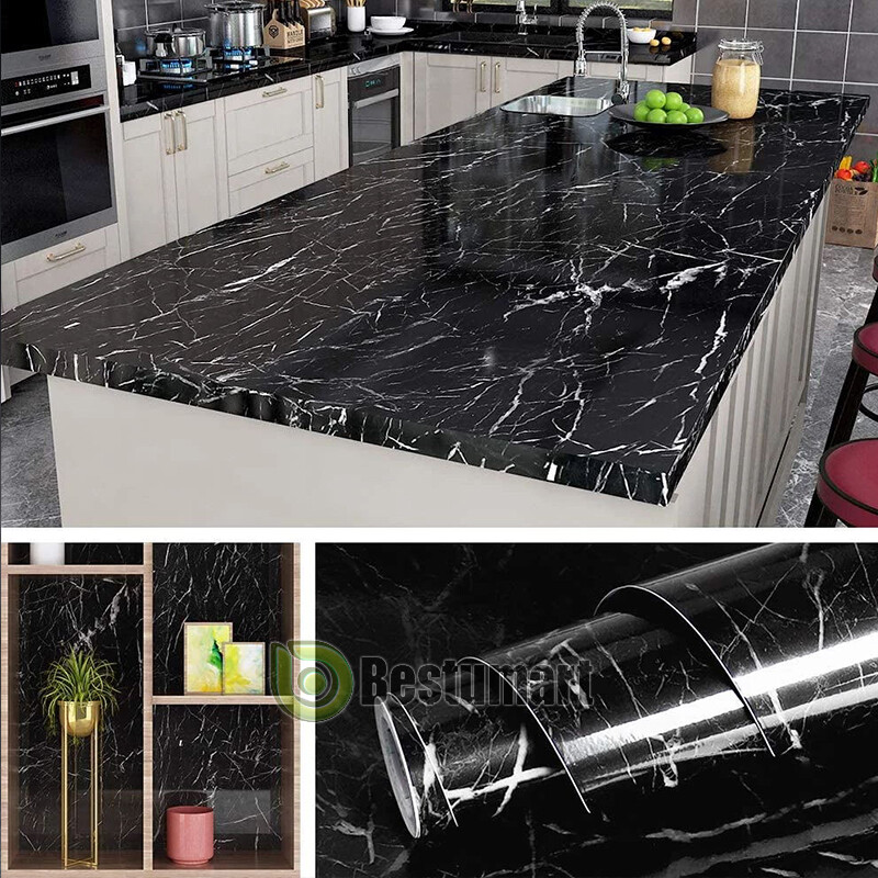 Marble Wall Paper Self Adhesive Peel&Stick Wallpaper PVC Kitchen Countertop 10ft