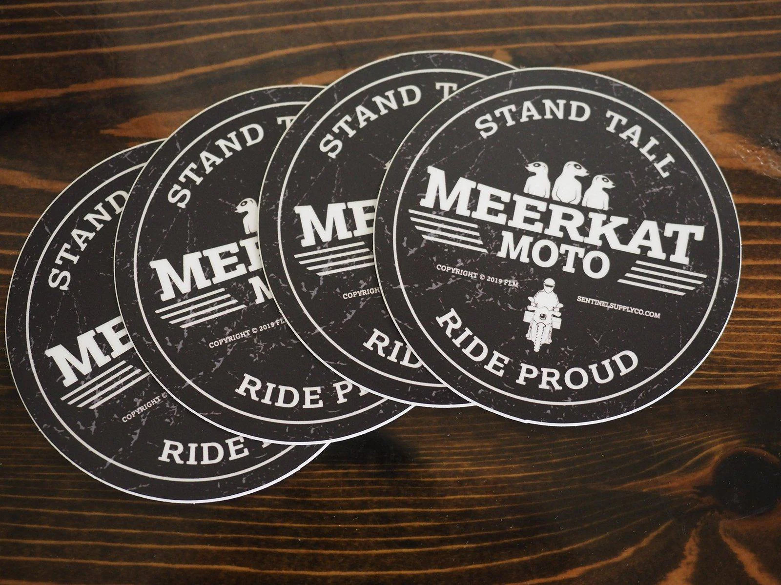 Meerkat Moto – Stand Tall Ride Proud Circle Sticker