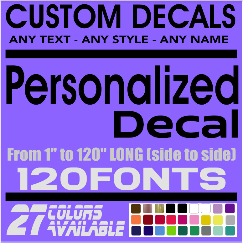 Custom Decal Sticker Vinyl Lettering Personalized Text, Car, cup, coffee tumbler