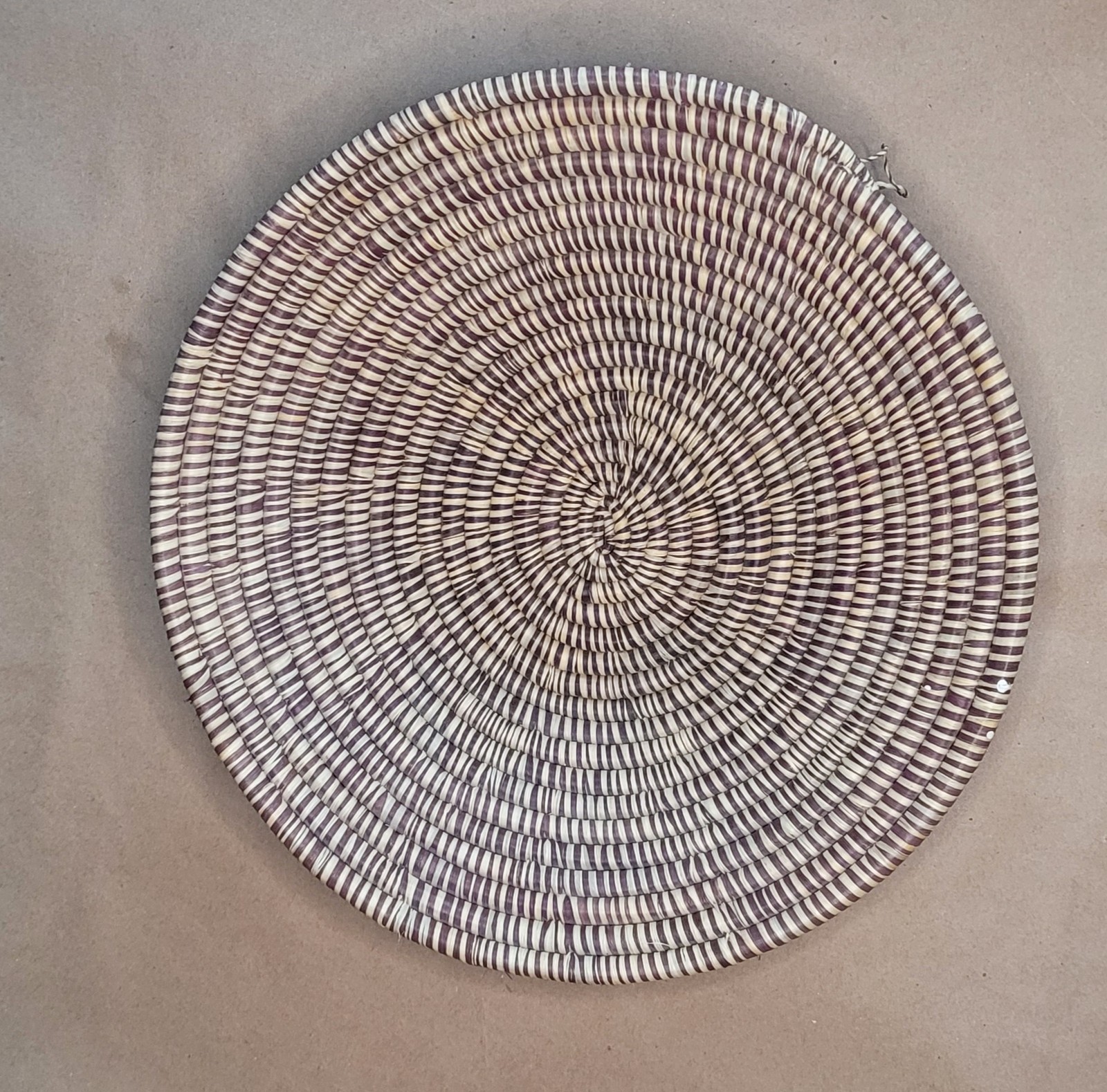 Wicker Wall Decor Purple White Striped Boho Rustic Farmhouse Hanging