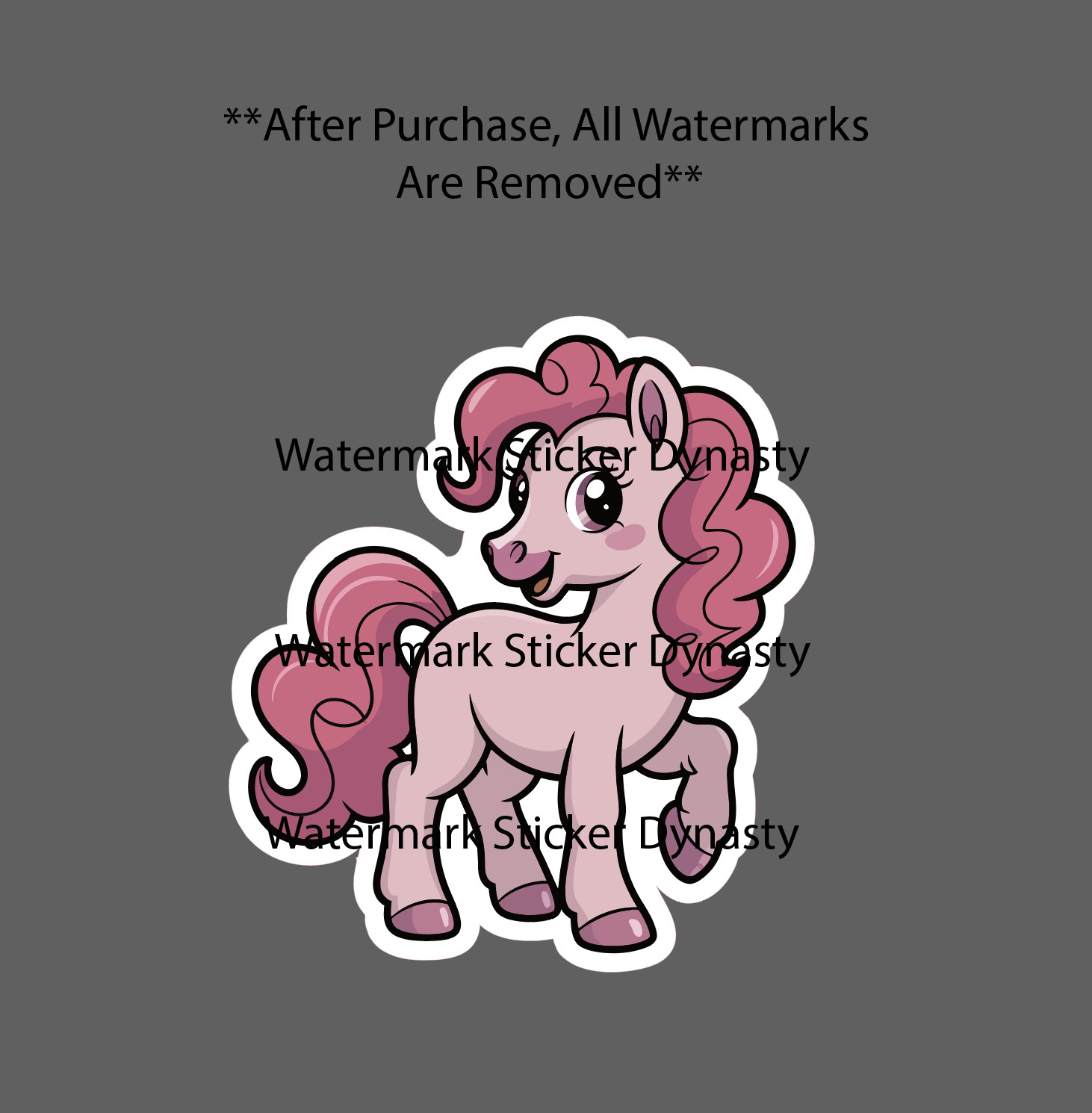 Pink Pony Sticker Waterproof Decal Animal Cartoon Cute Pretty Gift NEW