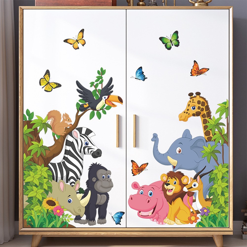 Vinyl Decal Wall Sticker Jungle Animals Living Room PVC Playroom Removable Room