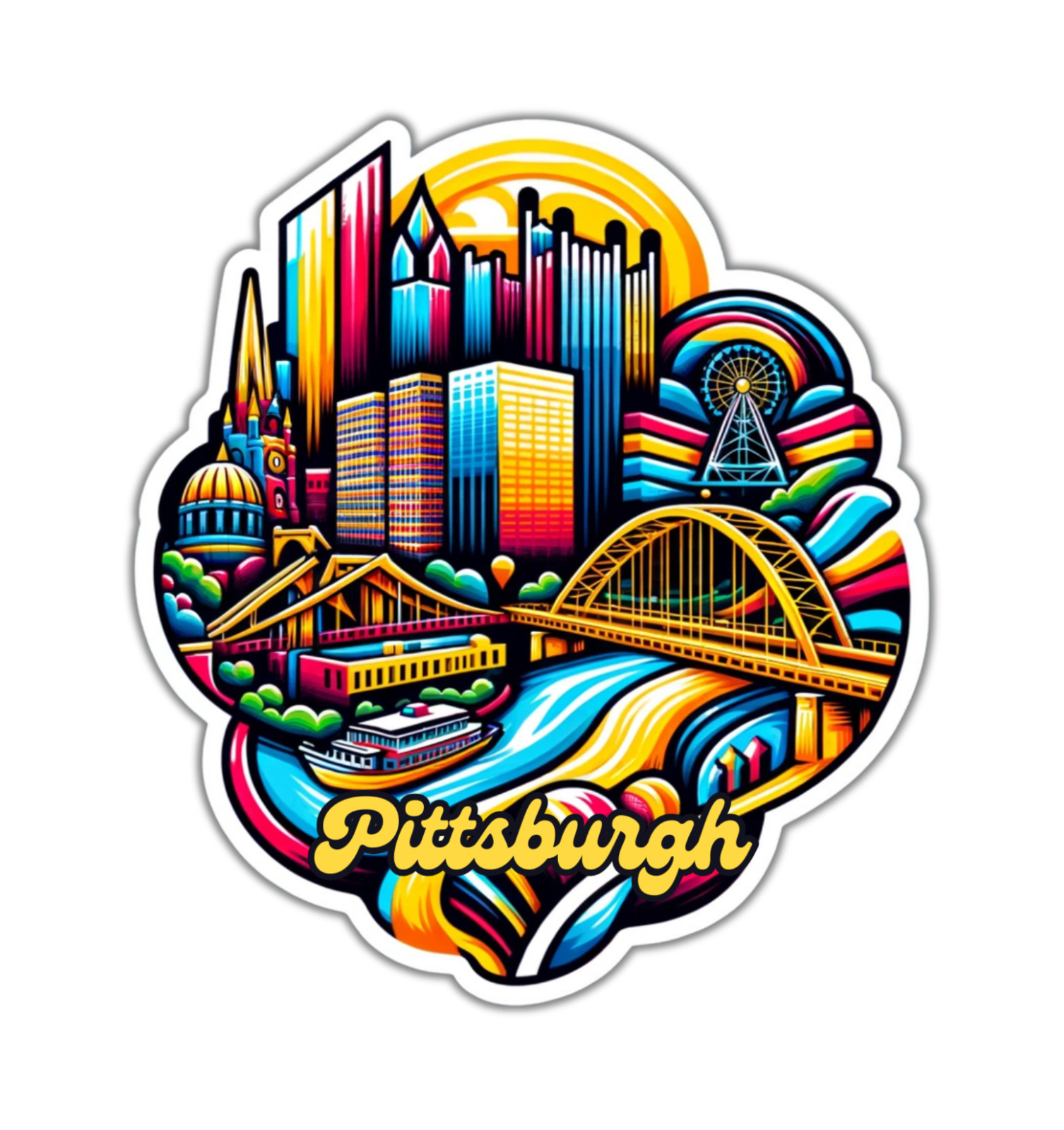 Pittsburgh Pennsylvania Fridge Magnet or Laptop Sticker
