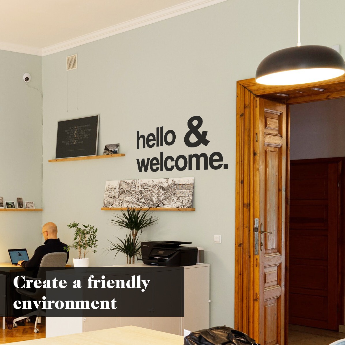 Hello and Welcome Office Wall Decal Sticker Quote Home Decor Wall Art Entrance
