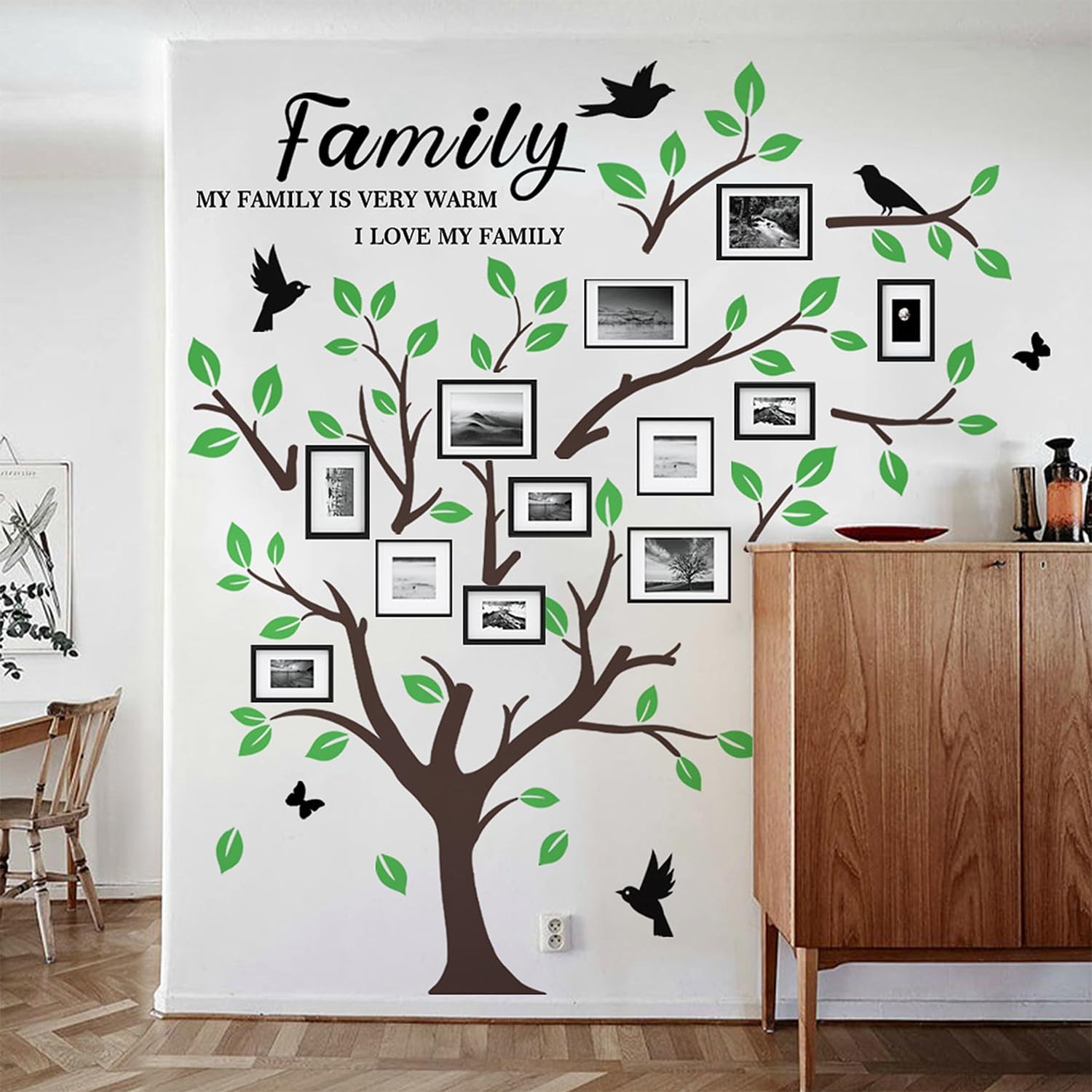 Family Tree Wall Decal Large Vinyl Peel Stick with Birds
