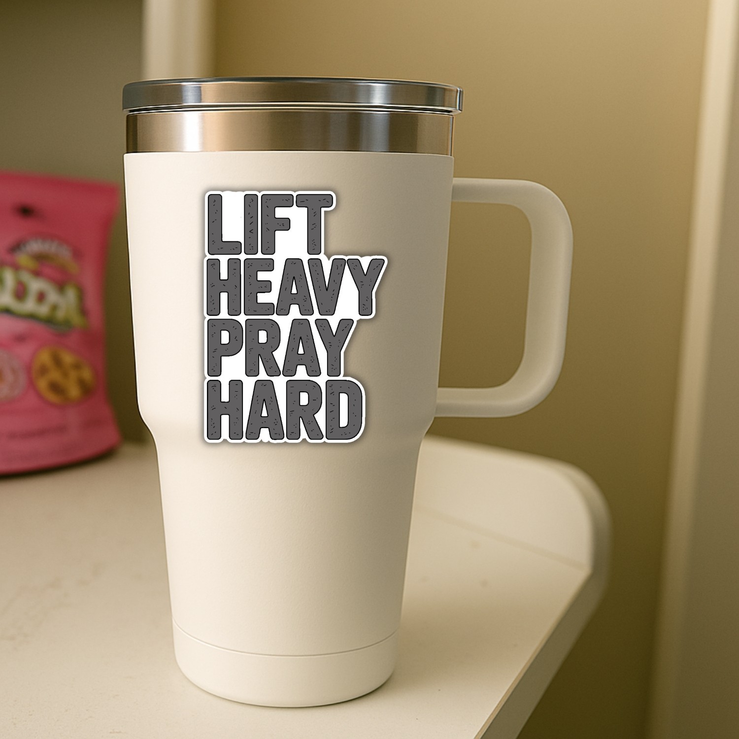 Lift Heavy Pray Hard Stickers: Christian Fitness Decals – Waterproof 4-Pack
