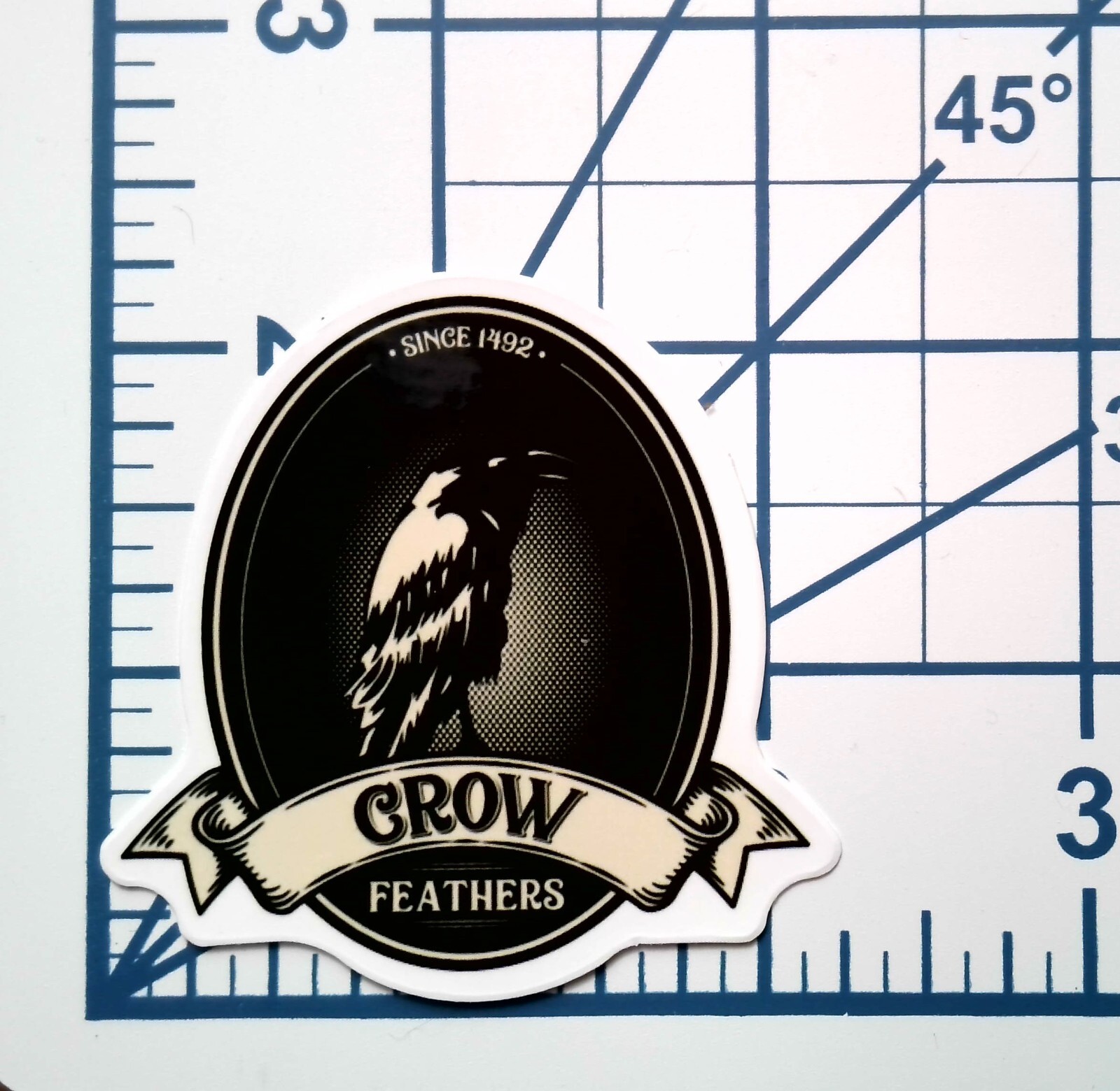 Crow Feathers Raven Badge Vintage Vinyl Sticker Die Cut Journal Scrapbook Gift