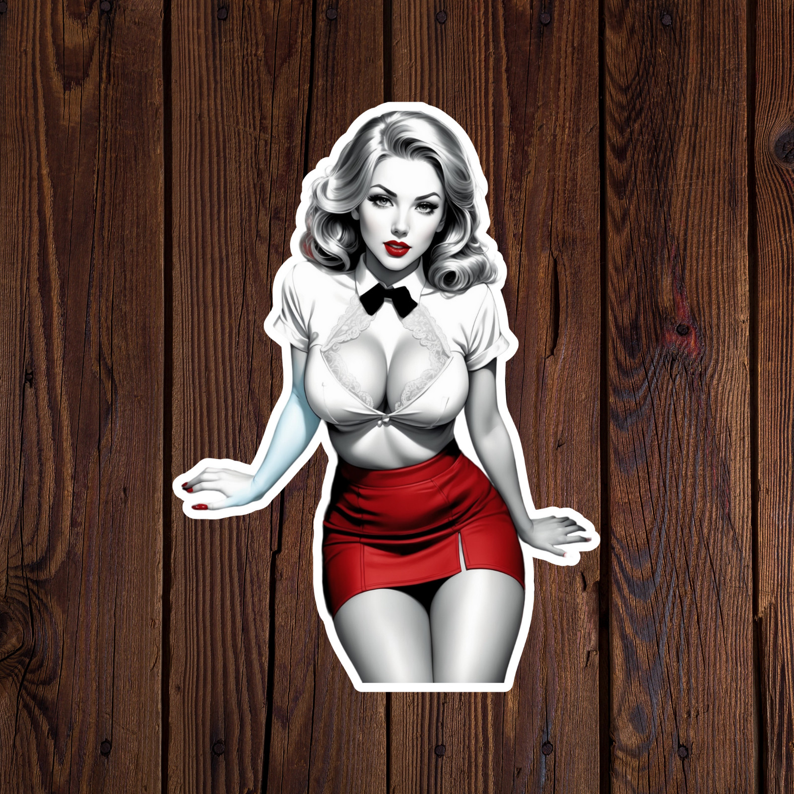 Pinup girl sticker vinyl decal woman blonde hair sexy bombshell seductive