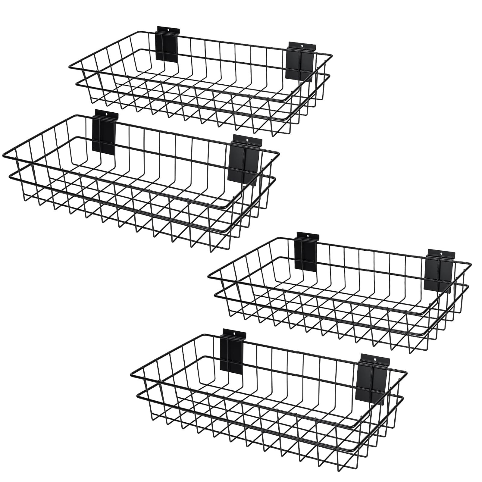 24-Inch Multi-Size Slatwall Basket Set, 4 Pack Slatwall Accessories Organizer…