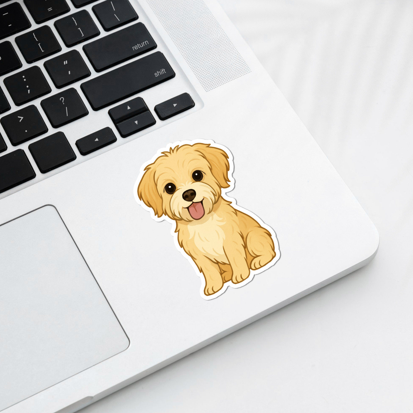 Personalized Morkie Dog Sticker Magnet Bookmark – Gold and White