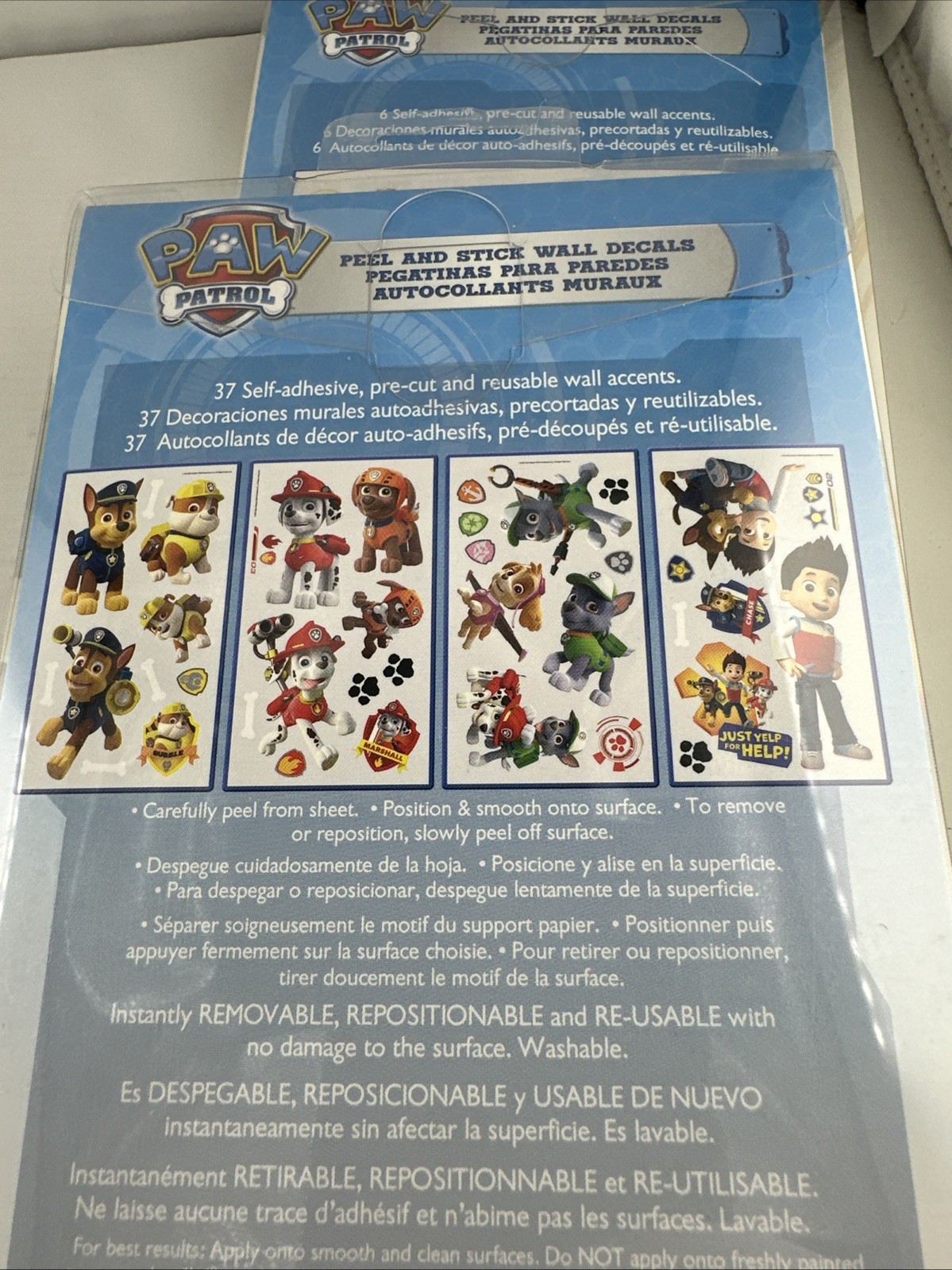 2 Packs New & Sealed Paw Patrol Wall Decals 37 2015 & 6 2014 Peel And Stick