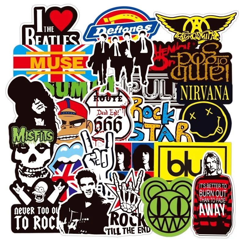 100PCS Rock Band Stickers Lot Punk Music Heavy Metal Bands Sticker Decal