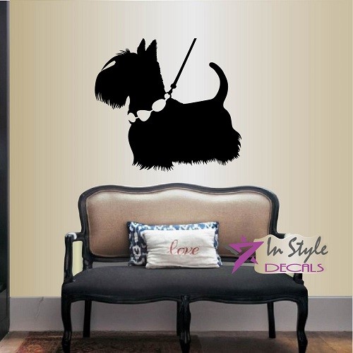 Vinyl Decal Cute Scottish Terrier Dog Puppy Bedroom Nursery Wall Sticker 1335