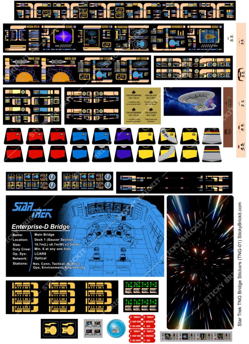 Star Trek Stickers NCC-1701 Enterprise-D Bridge, Borg, TOS & More! (Lego MOCs)