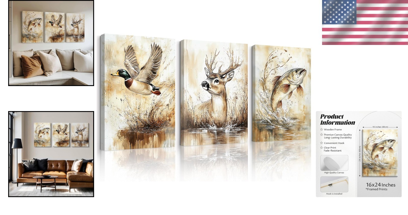 High-Quality Wrapped Canvas 16×24 Mallard Duck Nursery Print