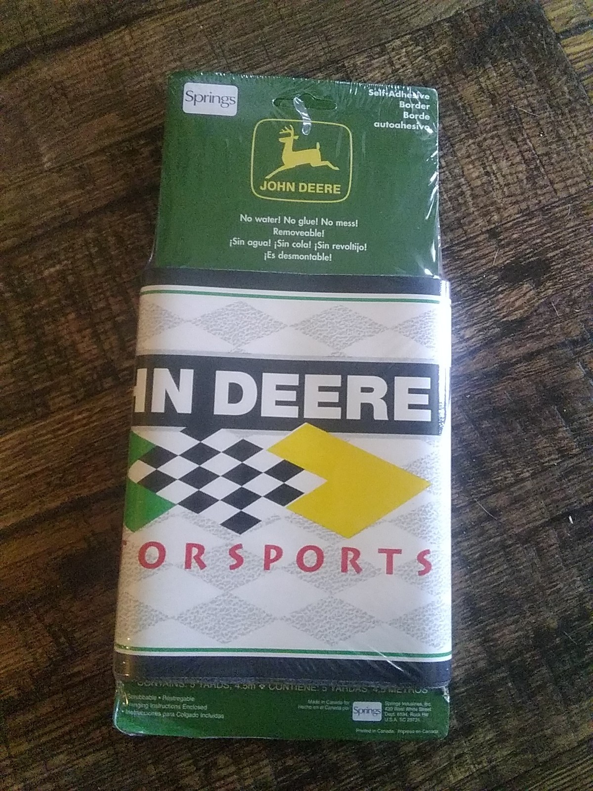 John Deere Tractors Motors wall paper PEEL & STICK border vinyl Checkered Flag