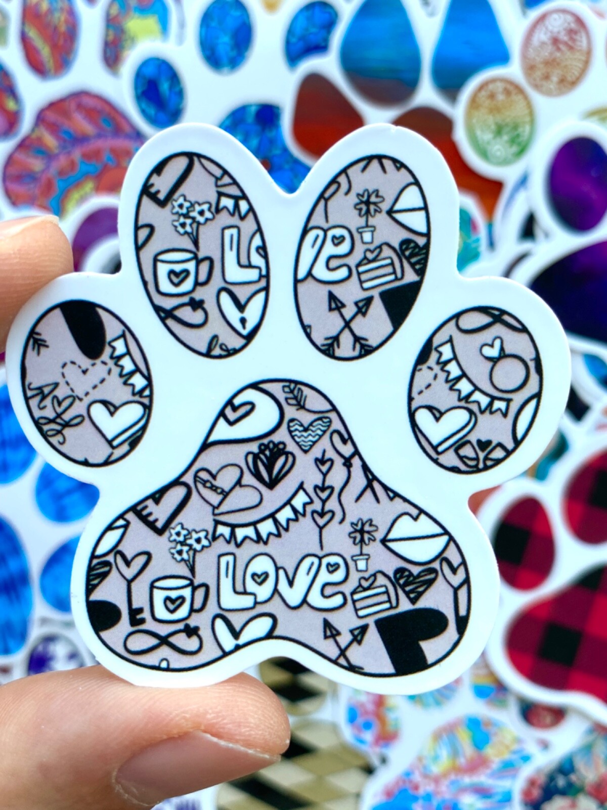 5-50 pcs Cat Dog Paw Stickers, Colorful Puppy Kitten 🐾 Laptop Car Phone Decals