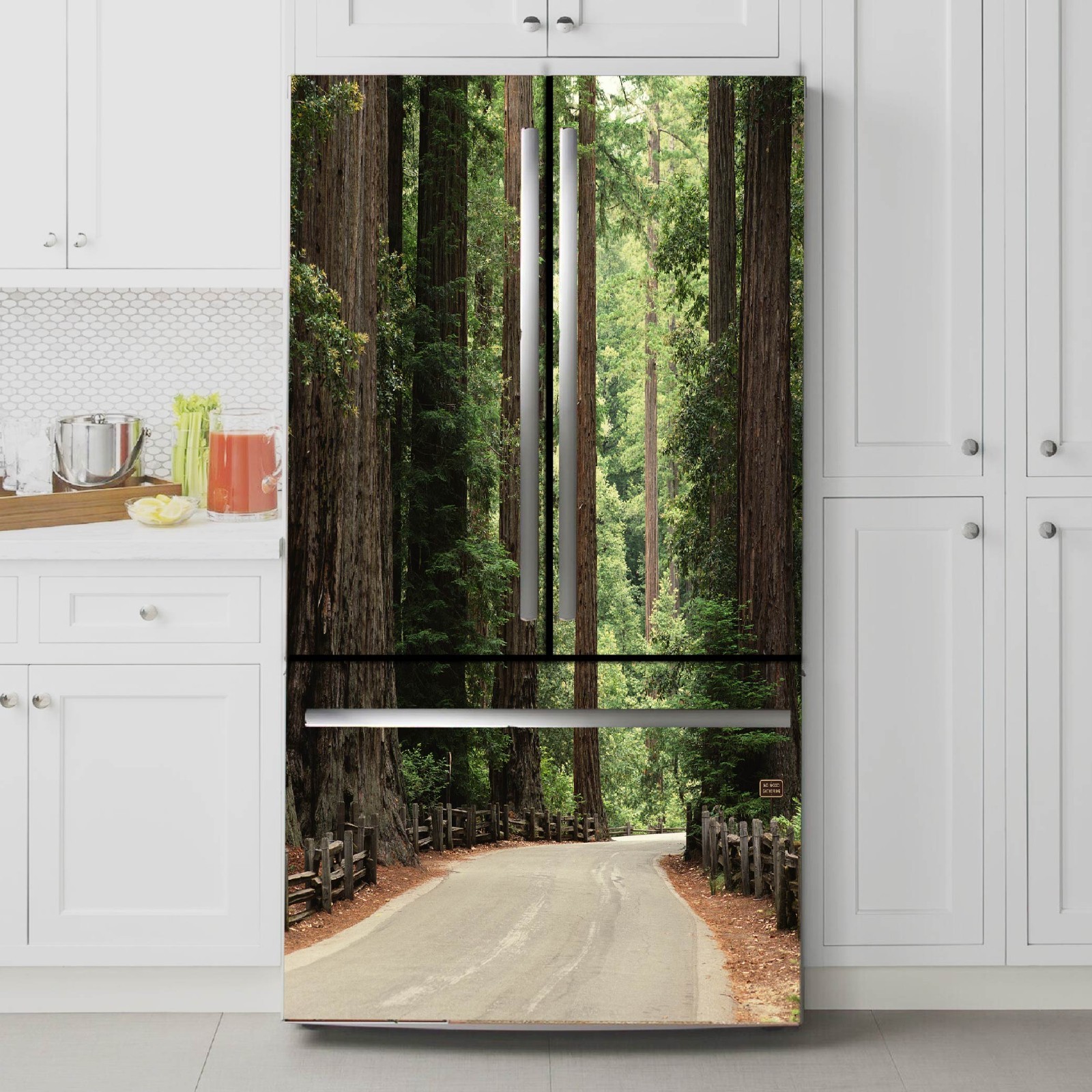 Forest Refrigerator Wrap, Nature Vinyl Fridge Cover