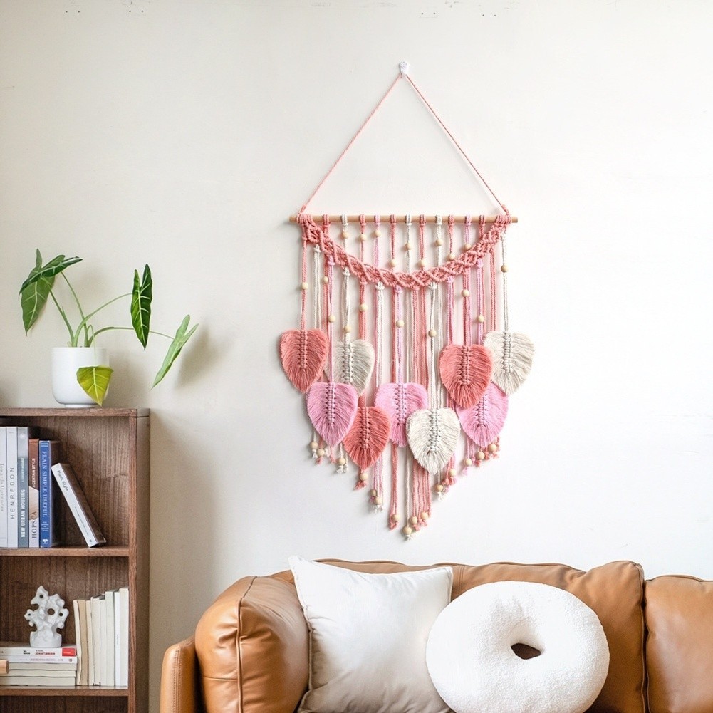 for Nordic Style Leaf Tapestry 50x70CM Hand Woven Cotton Wall Hanging Decor