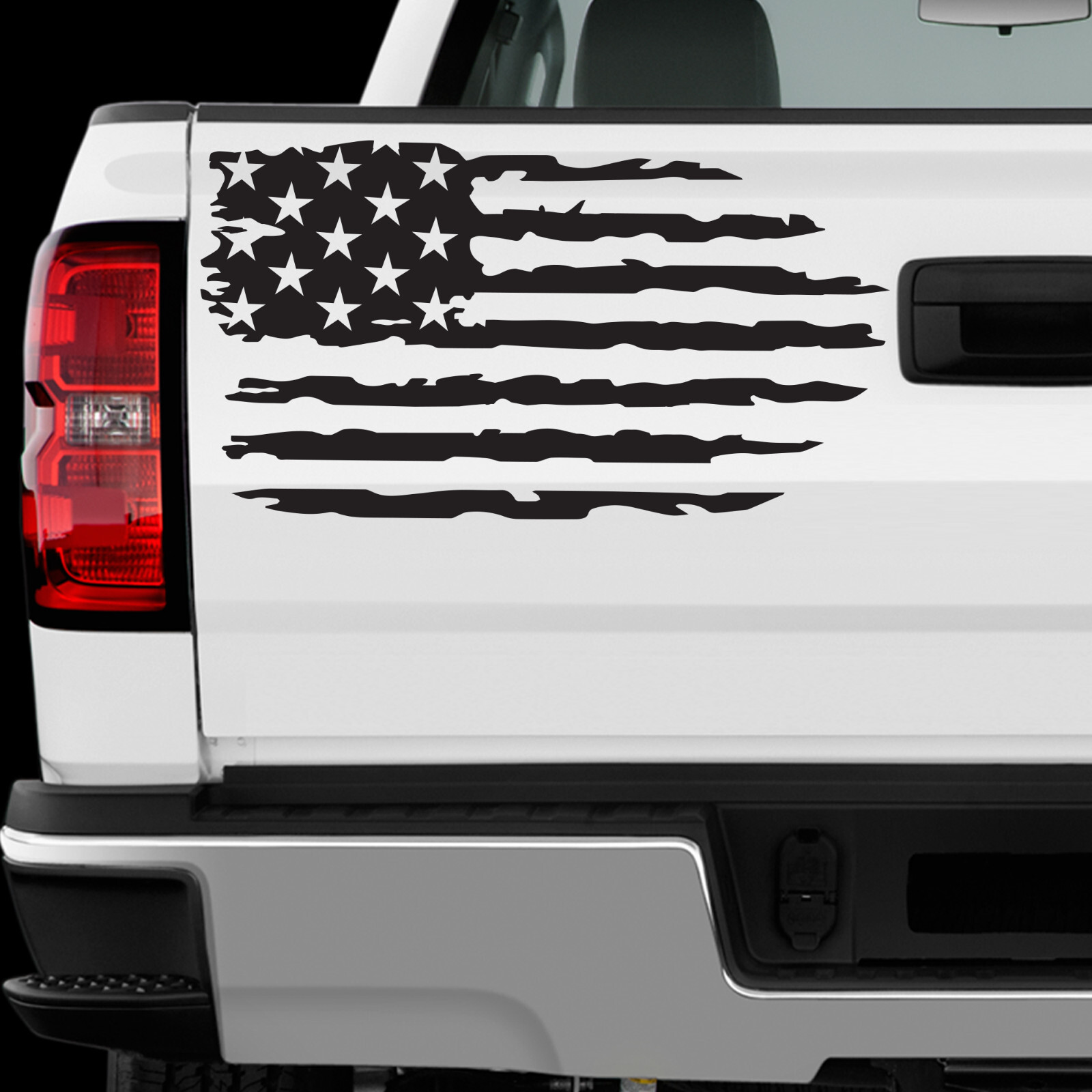 US American Flag Distressed sticker Allsize regular & Chrome Mirror Vinyl Colors