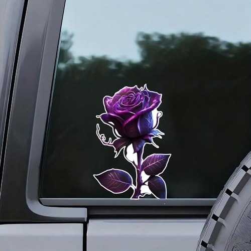 2 PCS Purple Rose Waterproof Vinyl Decals Floral Design for Car Truck Bumper