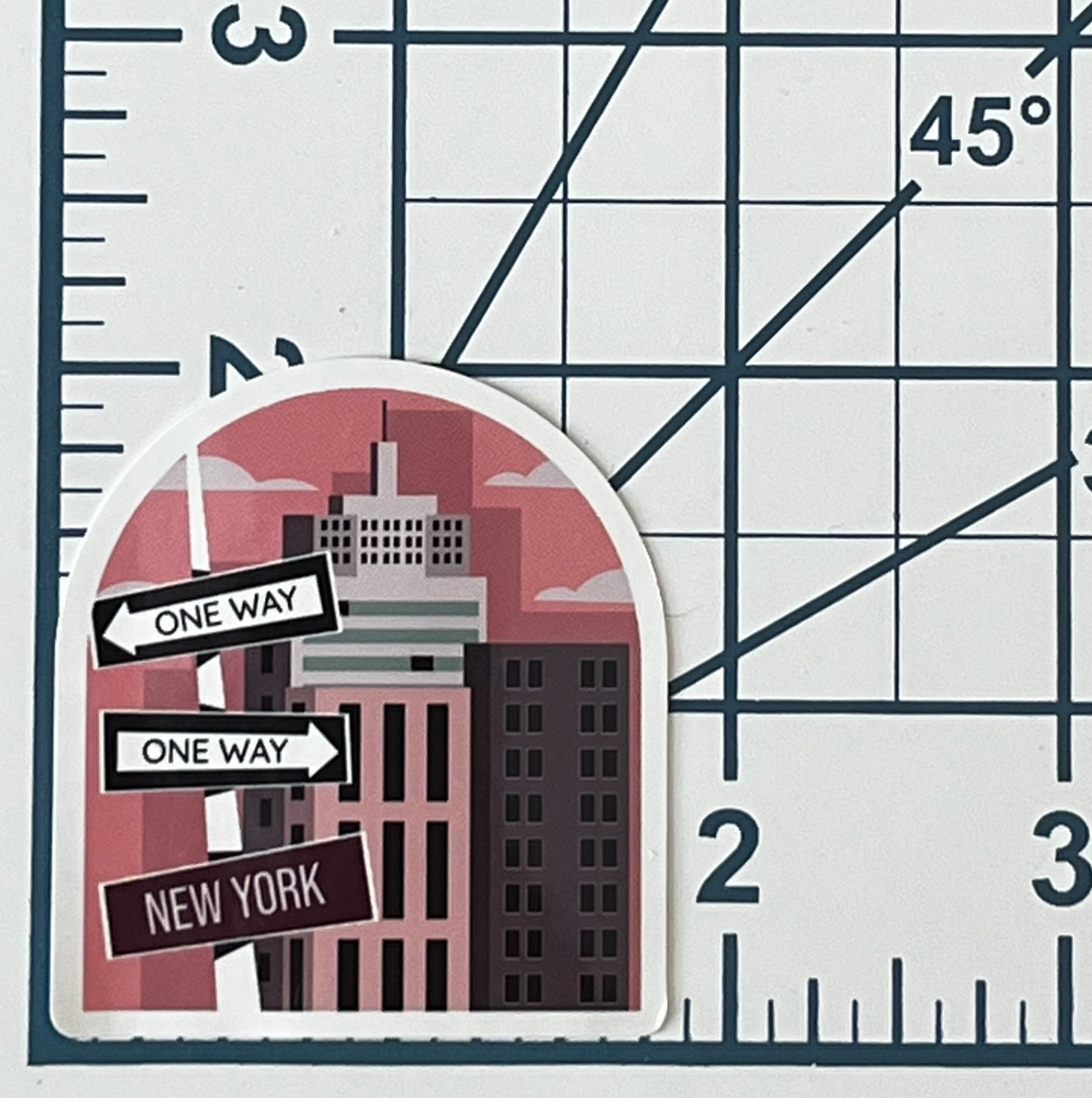 New York City Skyline Vinyl Sticker One Way Street Sign Decal NYC Souvenir Art