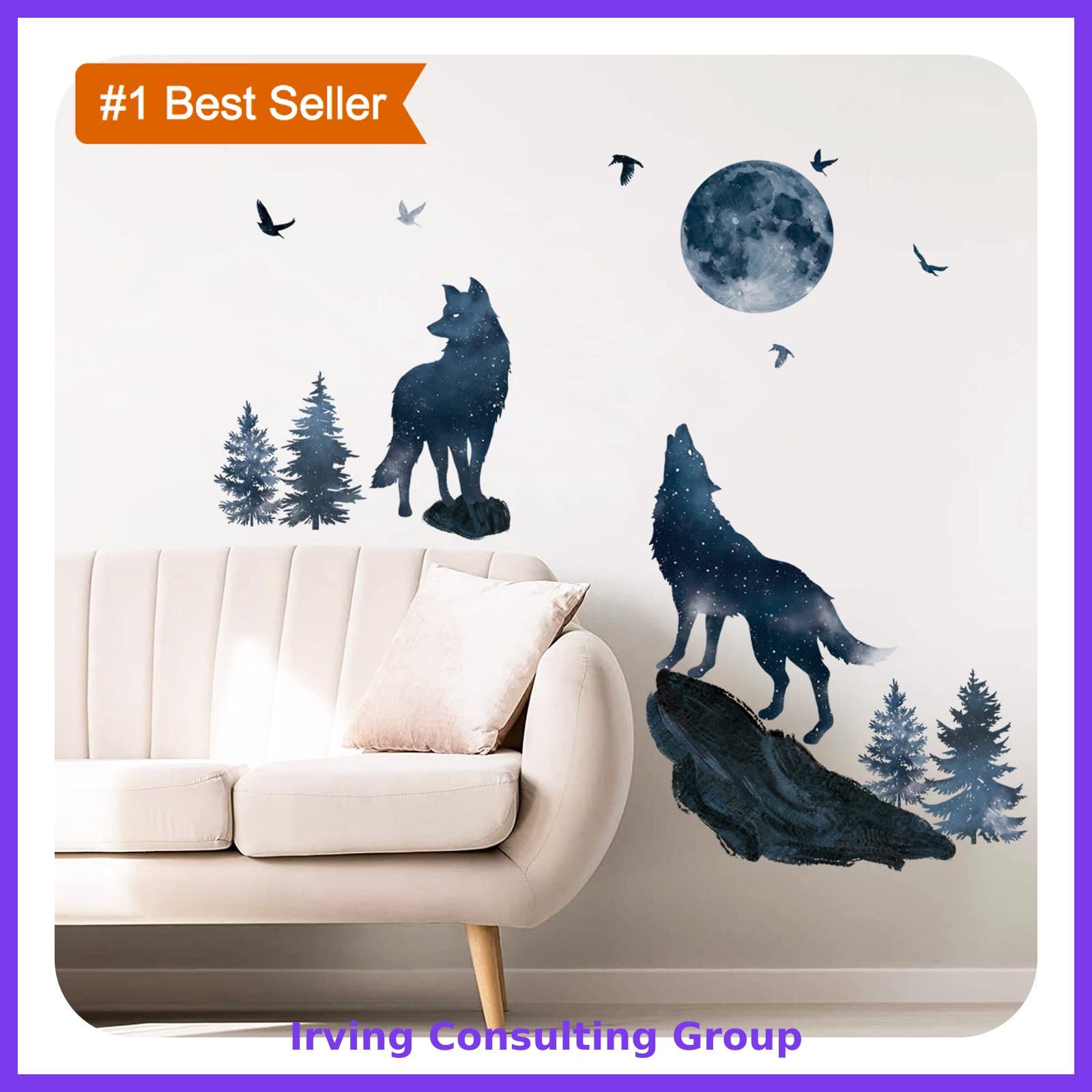 wondever Wolf Moon Wall Stickers