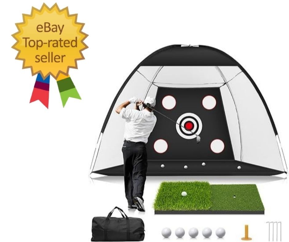 Golf Net: 10x7ft Golf Practice Net for Backyard Chipping Driving with Dual-Tu…