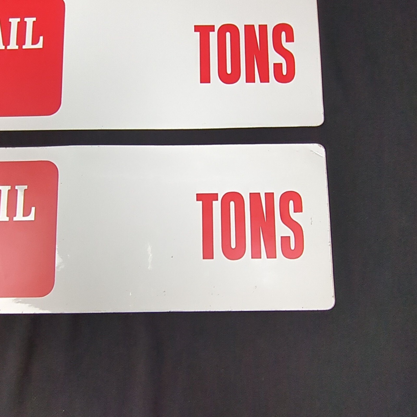 Cleveland Tramrail Haigh TONS 2 Long Stickers 24" x 5" Engineer Crane Systems
