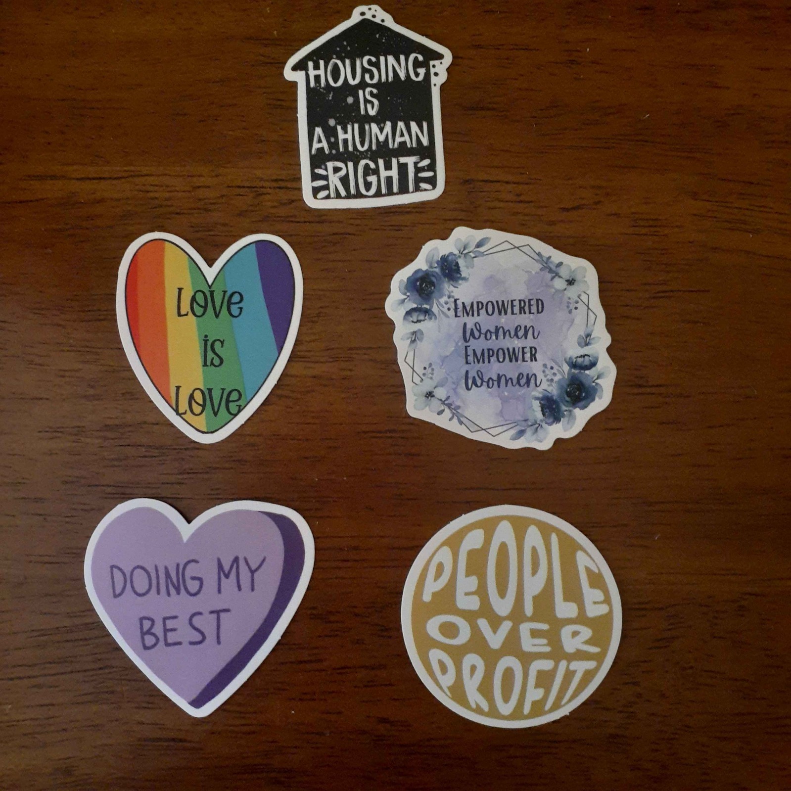 Random Assortment 5 Pack of Social Justice/Left Wing Stickers for Anywhere!
