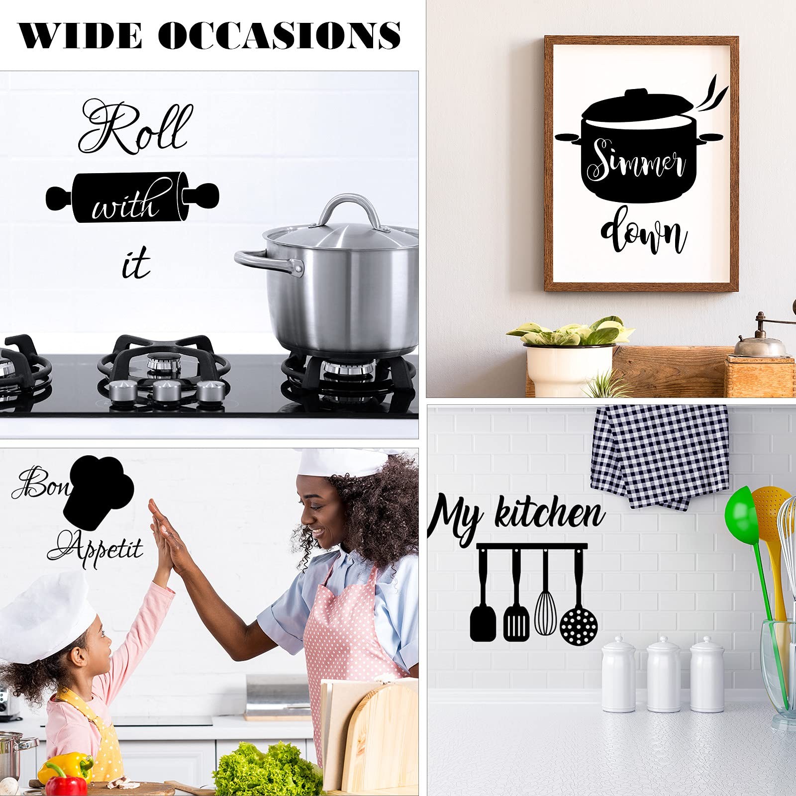 3 Pcs Kitchen Wall Stickers Kitchen Quotes Wall Decals with Funny Lettering V…